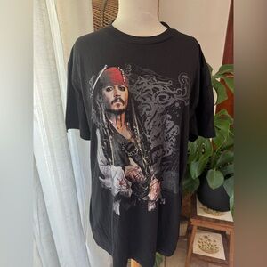 Black Graphic T-Shirt with Pirates of the Caribbean Disney Design